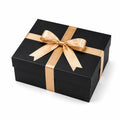 Geschenkbox 30 x 22 x 10 cm aus Karton in Schwarz Gold mit Schleife