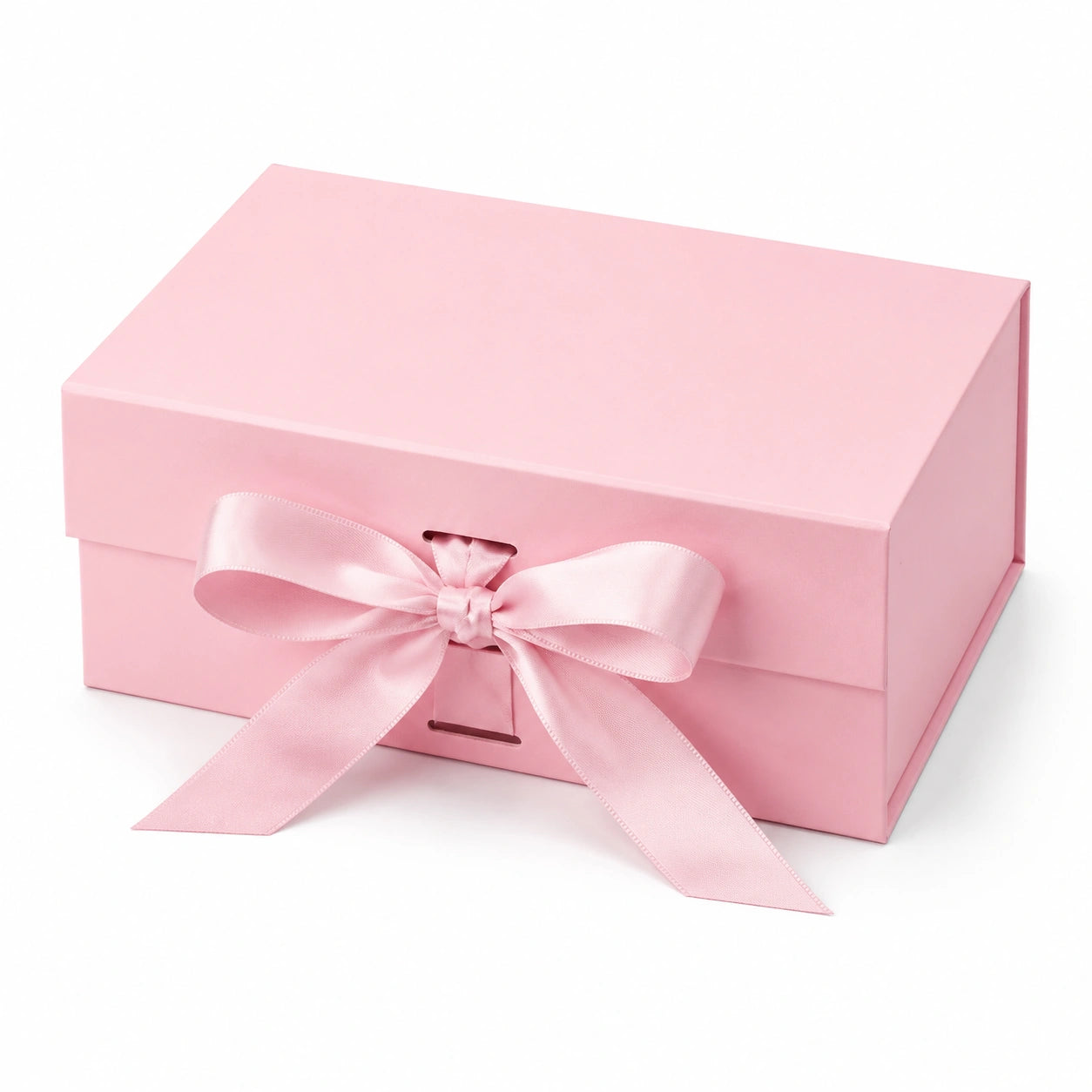 Geschenkbox 20 x 15 x 8 cm aus Karton in Rosa mit Satinschleife zum Verpacken