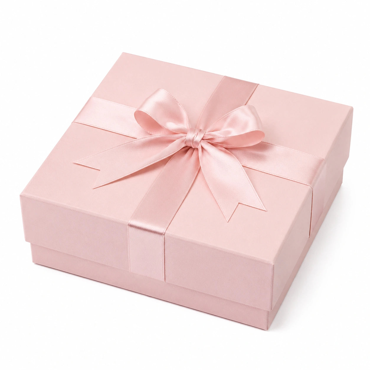Geschenkbox 20 x 20 x 8 cm aus Karton in Rosa mit Satinschleife