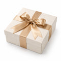 Geschenkbox 20 x 20 x 8 cm Karton Creme Gold mit Schleifenband dekorativ