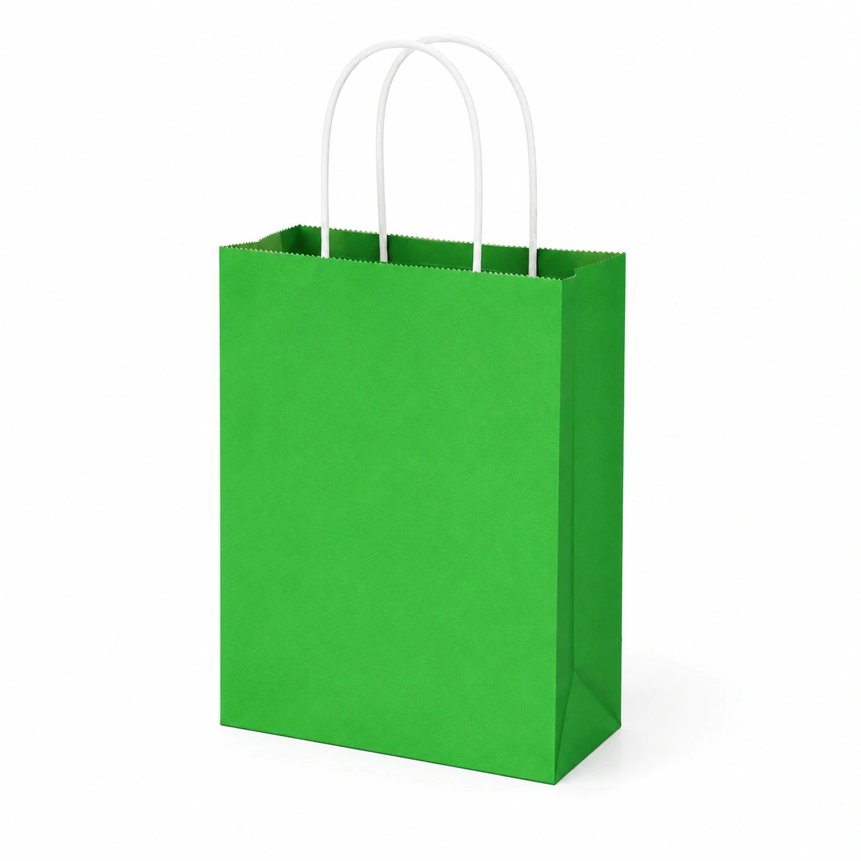 Geschenktüte 26 x 12 x 32 cm aus grünem Papier mit Kordelhenkeln