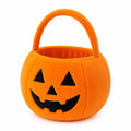 Halloween-Süßigkeitentasche 25 cm aus Polyesterplüsch Orange mit Kürbisgesicht
