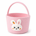 Aufbewahrungskorb 22 cm Rosa Textil mit Henkel und Hasenmotiv