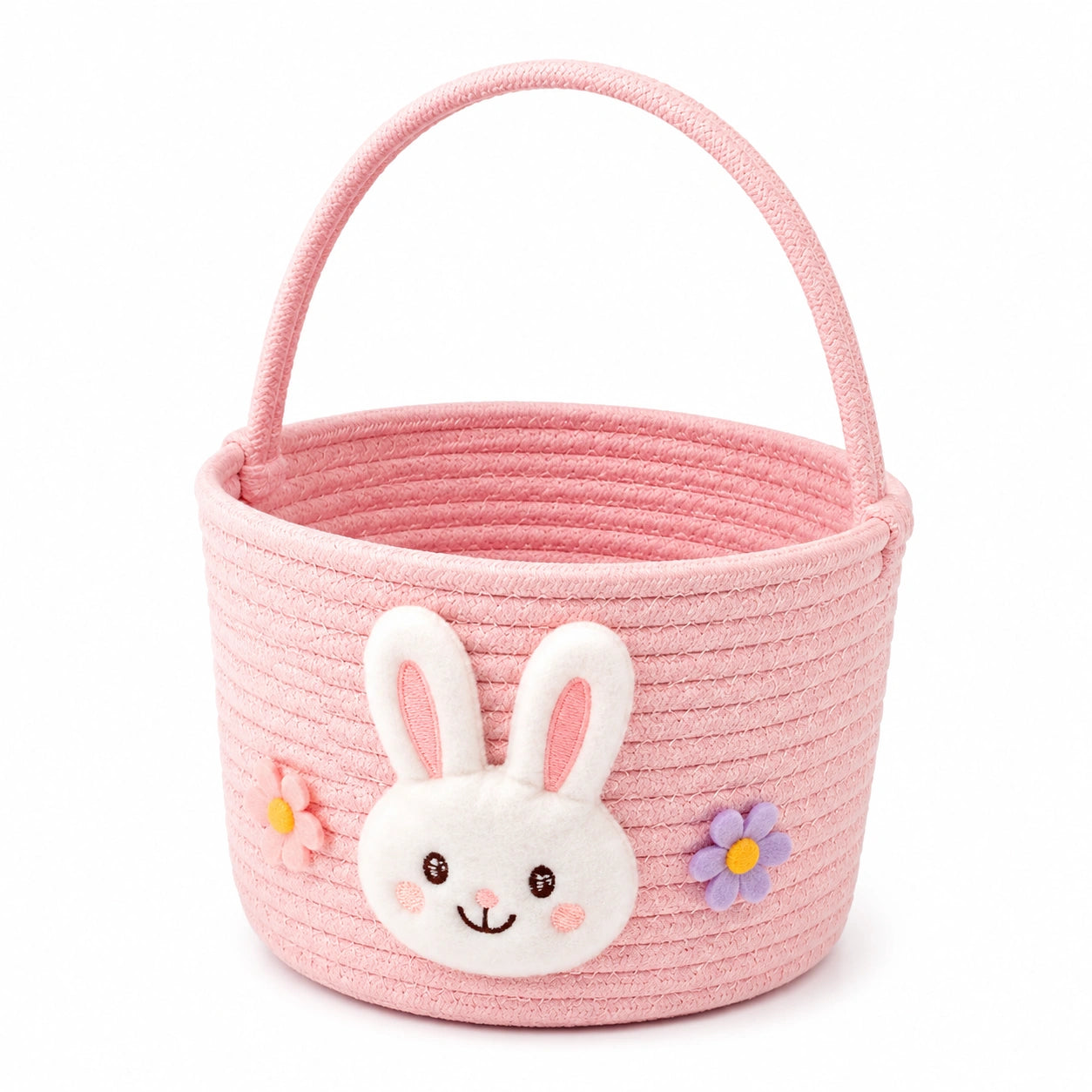 Aufbewahrungskorb 20 cm Rosa Textil mit Tragegriff Hasenmotiv