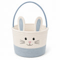 Aufbewahrungskorb 30 cm Textil cremeblau mit Hasenmuster und Tragegriff