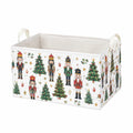 Aufbewahrungsbox 40 x 30 x 25 cm aus Stoff Weiß mit Weihnachtsmotiv faltbar