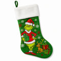 Weihnachtsstrumpf 45 x 28 cm aus Polyester Grün mit Comicmotiv zum Aufhängen