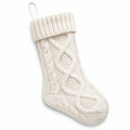 Nikolausstiefel 45 x 25 cm aus Stricktextil in Creme zum Aufhängen