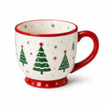 Kaffeetasse 10 cm Keramik Weiß Rot mit Weihnachtsbaum Motiv