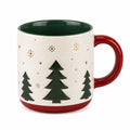 Keramiktasse 9 cm Grün Rot mit Weihnachtsbaum-Motiv für Heißgetränke
