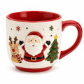Keramiktasse 0.45 L Rot Creme mit Wintermotiv große Henkeltasse