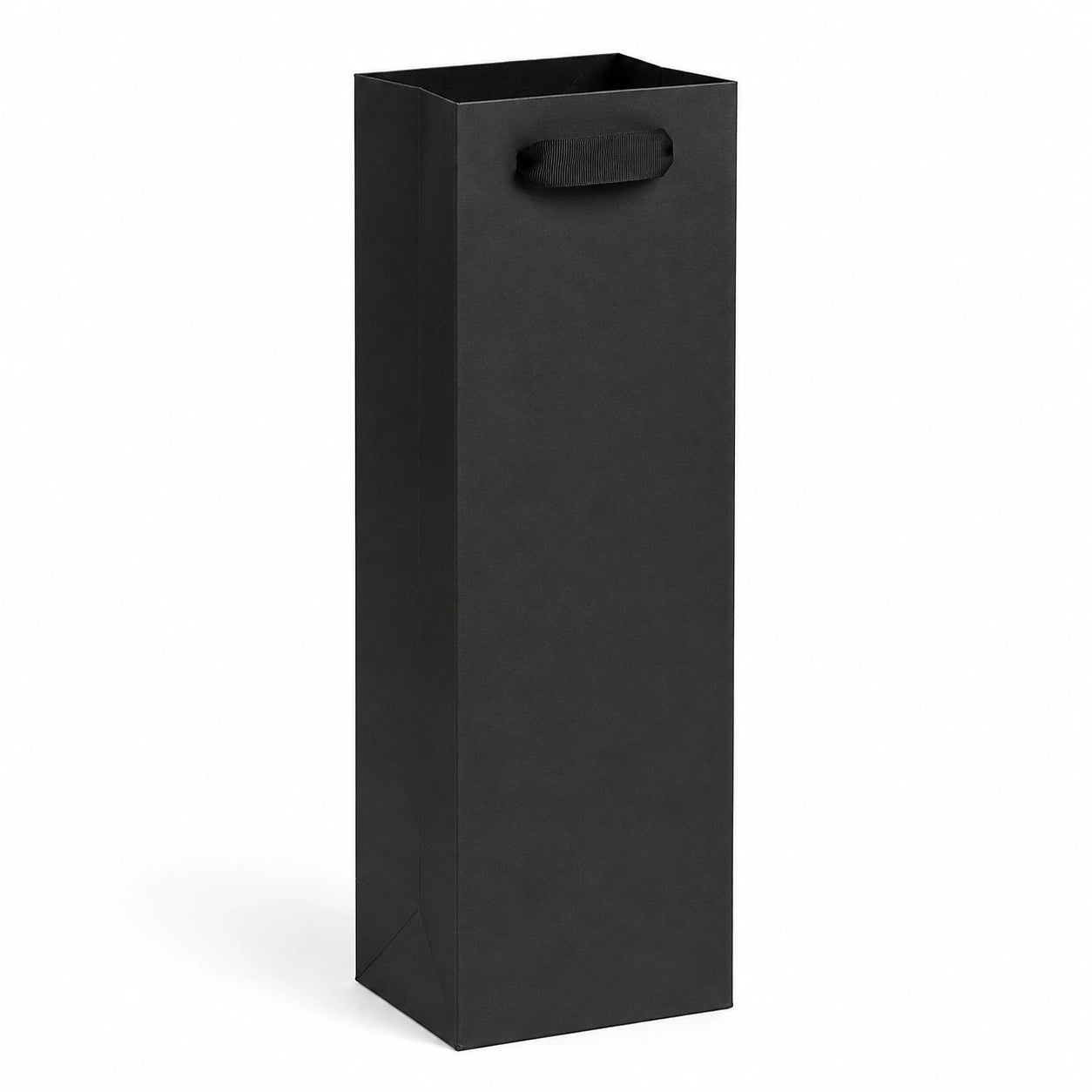 Geschenktüte 12 x 9 x 36 cm aus Papier Schwarz mit Tragegriff für Flaschen