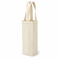 Flaschentasche 12 x 12 x 35 cm aus Baumwolle Naturbeige für Weinflaschen schlicht