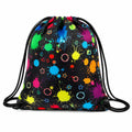 Turnbeutel 35 x 40 cm aus Polyester Schwarz/Bunt mit Kordelzug im Streetstyle