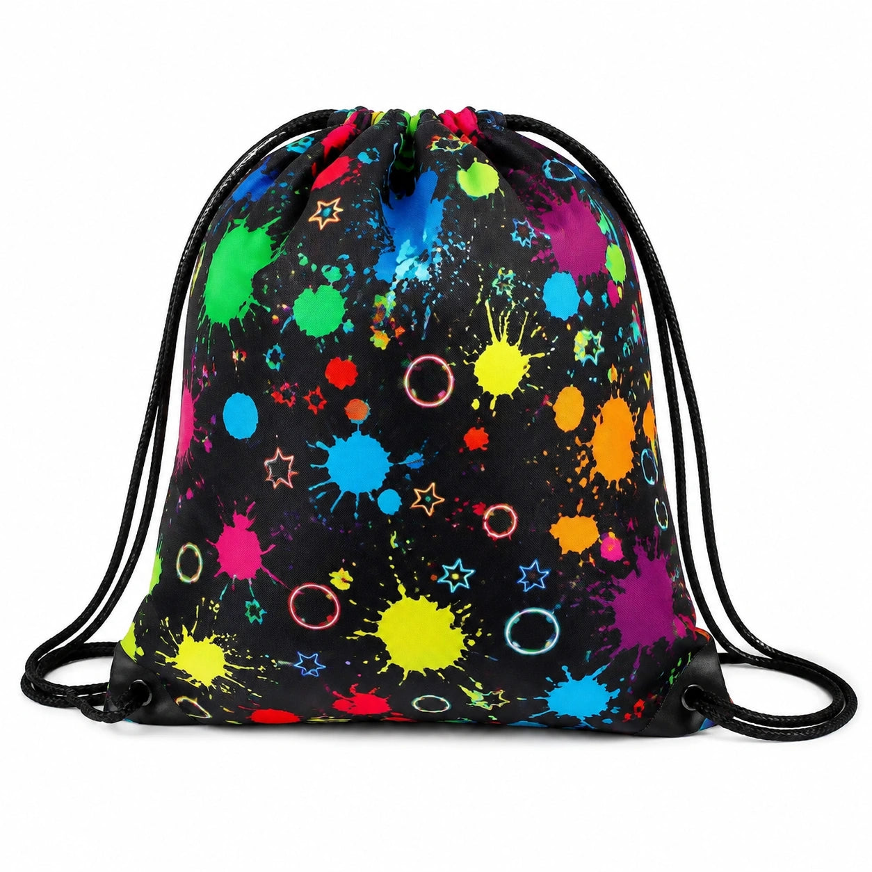 Turnbeutel 35 x 40 cm aus Polyester Schwarz/Bunt mit Kordelzug im Streetstyle